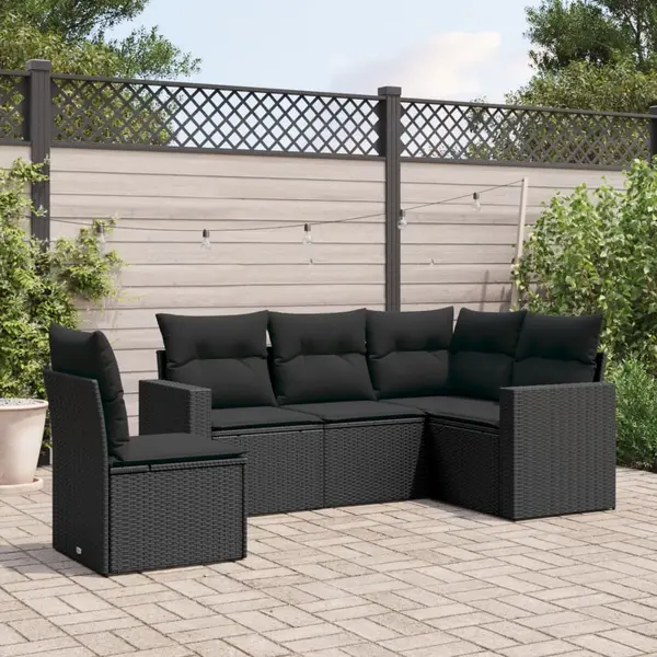 Gossi set mobilier de gradina cu perne, 5 piese, negru, poliratan