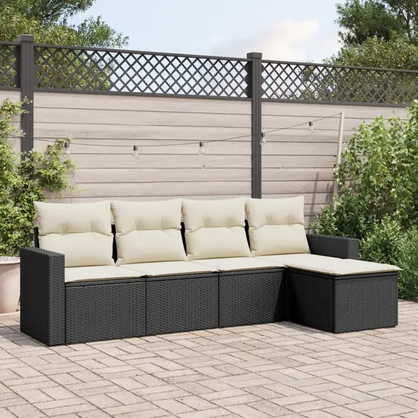 Gossi set mobilier de gradina cu perne, 5 piese, negru, poliratan