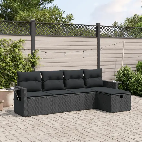 Gossi set mobilier de gradina cu perne, 5 piese, negru, poliratan