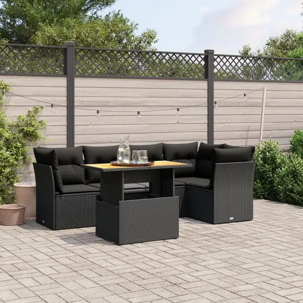 Gossi set mobilier de gradina cu perne, 5 piese, negru, poliratan