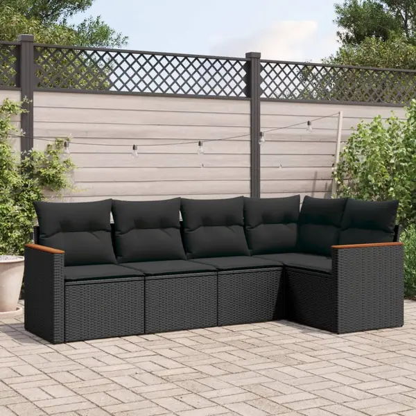 Gossi set mobilier de gradina cu perne, 5 piese, negru, poliratan