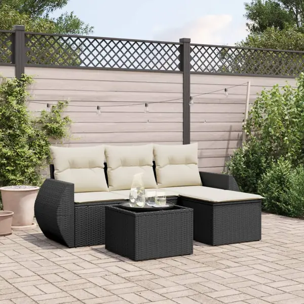 Gossi set mobilier de gradina cu perne, 5 piese, negru, poliratan