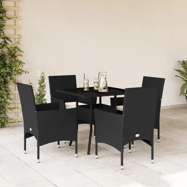Gossi set mobilier de gradina cu perne 5 piese negru poliratan&sticla