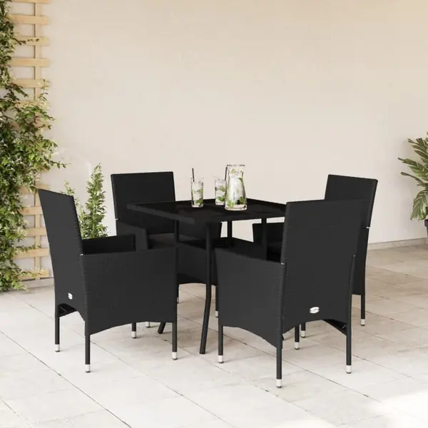 Gossi set mobilier de gradina cu perne 5 piese negru poliratan&sticla