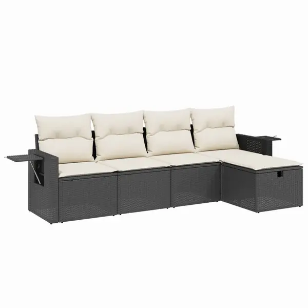 Gossi set mobilier de gradina cu perne, 5 piese, negru, poliratan