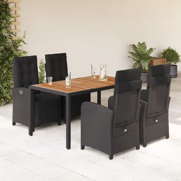 Gossi set mobilier de gradina cu perne, 5 piese, negru, poliratan