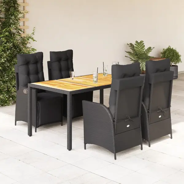 Gossi set mobilier de gradina cu perne, 5 piese, negru, poliratan
