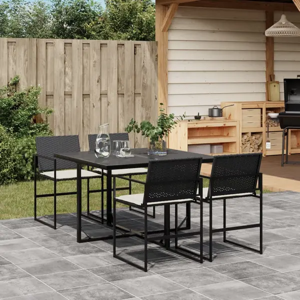Gossi set mobilier de gradina cu perne, 5 piese, negru, poliratan