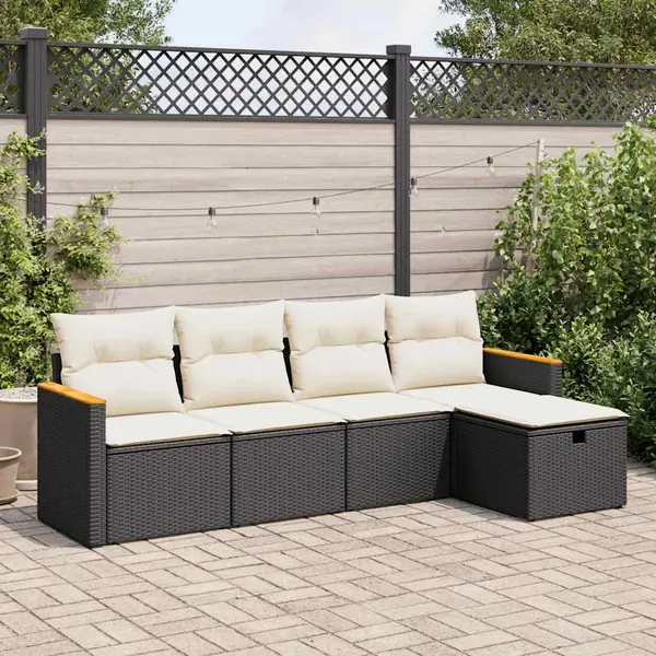 Gossi set mobilier de gradina cu perne, 5 piese, negru, poliratan