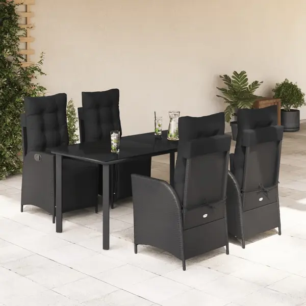 Gossi set mobilier de gradina cu perne, 5 piese, negru, poliratan