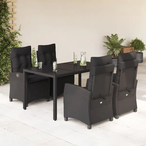 Gossi set mobilier de gradina cu perne, 5 piese, negru, poliratan