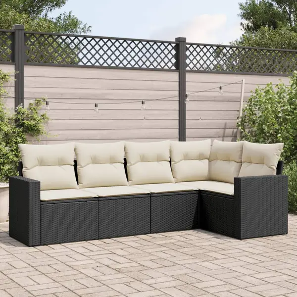 Gossi set mobilier de gradina cu perne, 5 piese, negru, poliratan