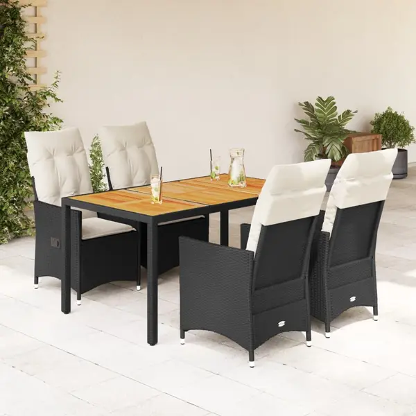 Gossi set mobilier de gradina cu perne, 5 piese, negru, poliratan