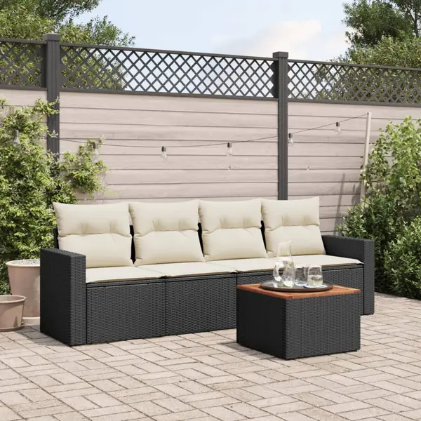 Gossi set mobilier de gradina cu perne, 5 piese, negru, poliratan
