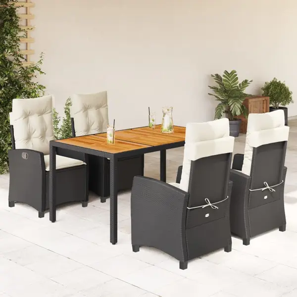 Gossi set mobilier de gradina cu perne, 5 piese, negru, poliratan