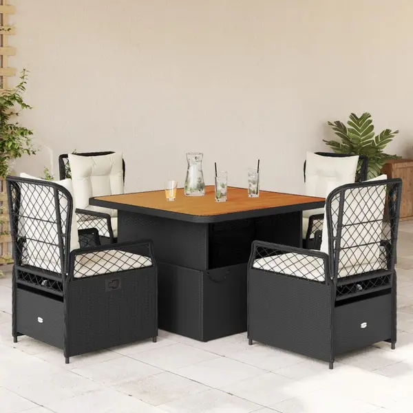 Gossi set mobilier de gradina cu perne, 5 piese, negru, poliratan