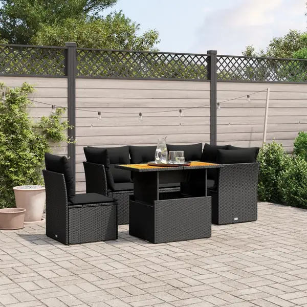 Gossi set mobilier de gradina cu perne, 5 piese, negru, poliratan
