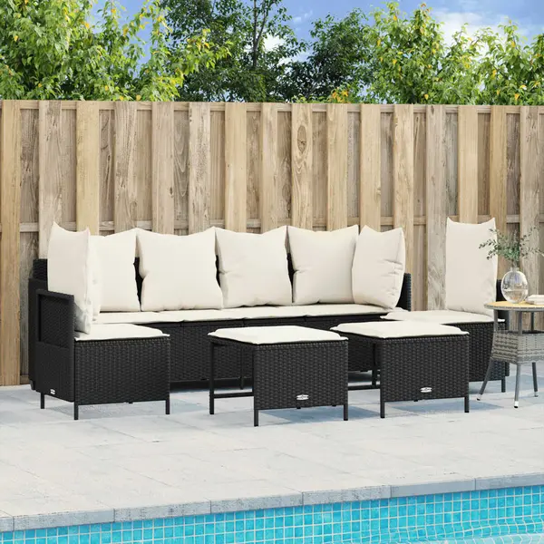 Gossi set mobilier de gradina cu perne, 5 piese, negru, poliratan