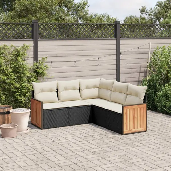Gossi set mobilier de gradina cu perne, 5 piese, negru, poliratan