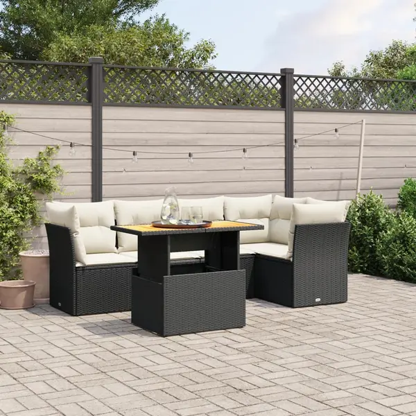 Gossi set mobilier de gradina cu perne, 5 piese, negru, poliratan