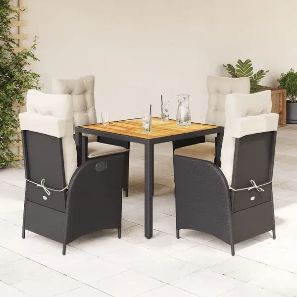 Gossi set mobilier de gradina cu perne, 5 piese, negru, poliratan
