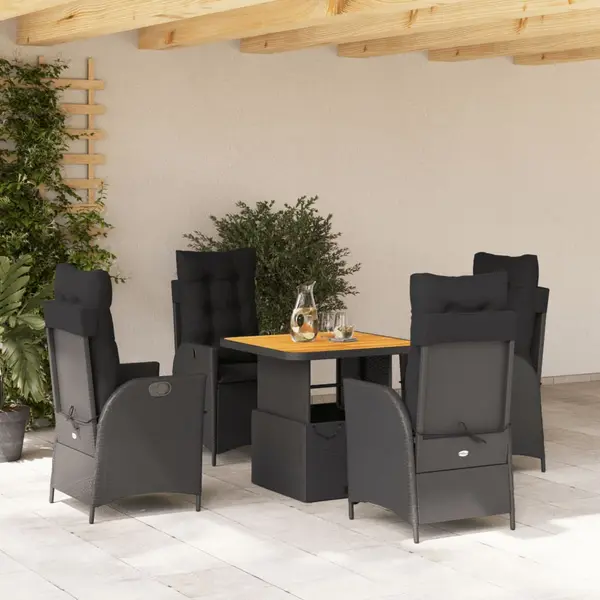 Gossi set mobilier de gradina cu perne, 5 piese, negru, poliratan