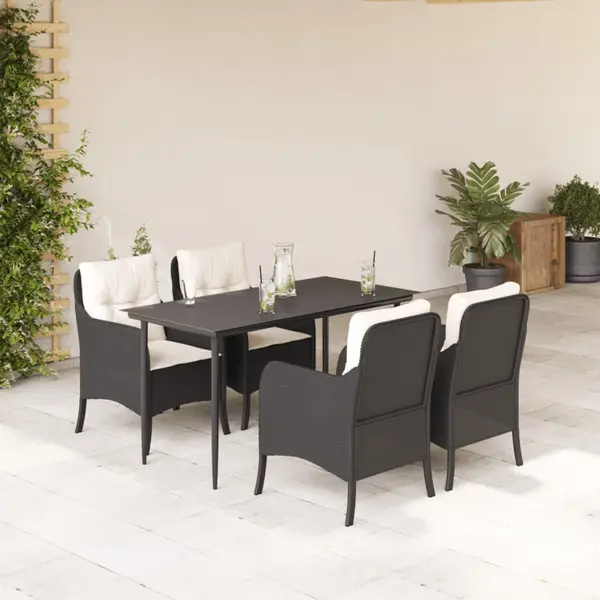 Gossi set mobilier de gradina cu perne, 5 piese, negru, poliratan