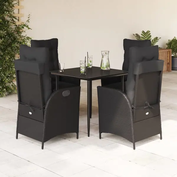 Gossi set mobilier de gradina cu perne, 5 piese, negru, poliratan