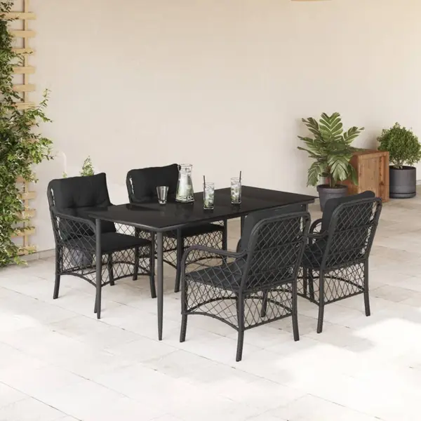 Gossi set mobilier de gradina cu perne, 5 piese, negru, poliratan