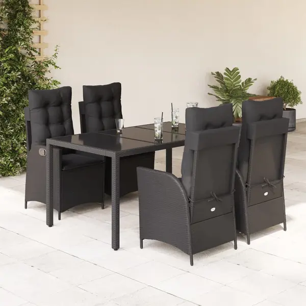 Gossi set mobilier de gradina cu perne, 5 piese, negru, poliratan