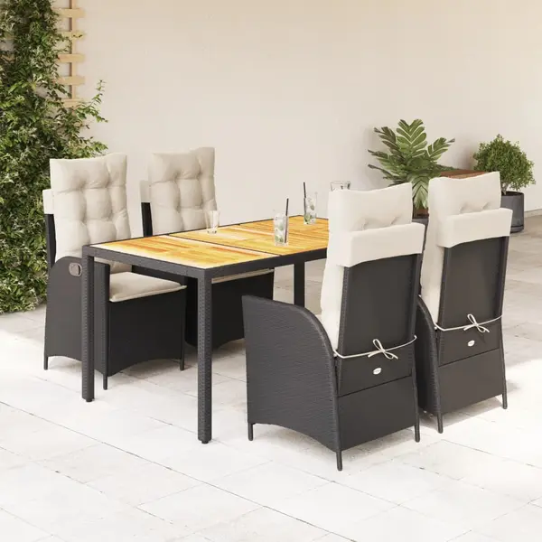 Gossi set mobilier de gradina cu perne, 5 piese, negru, poliratan