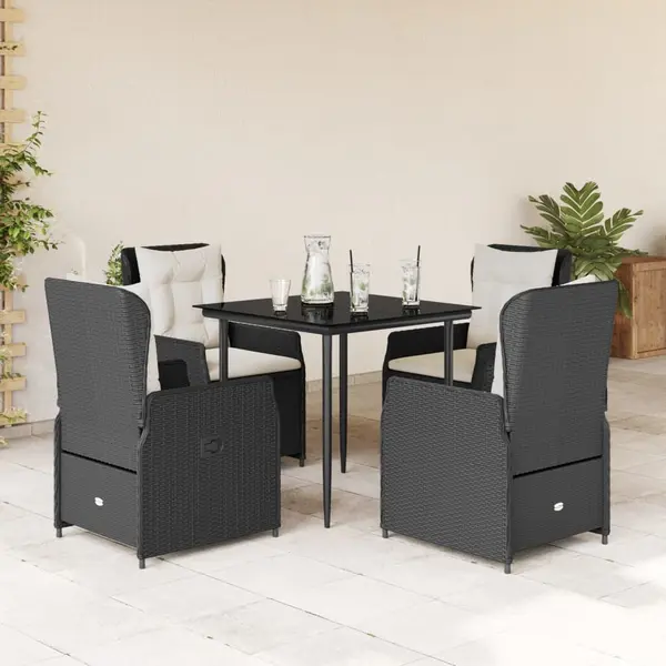 Gossi set mobilier de gradina cu perne, 5 piese, negru, poliratan