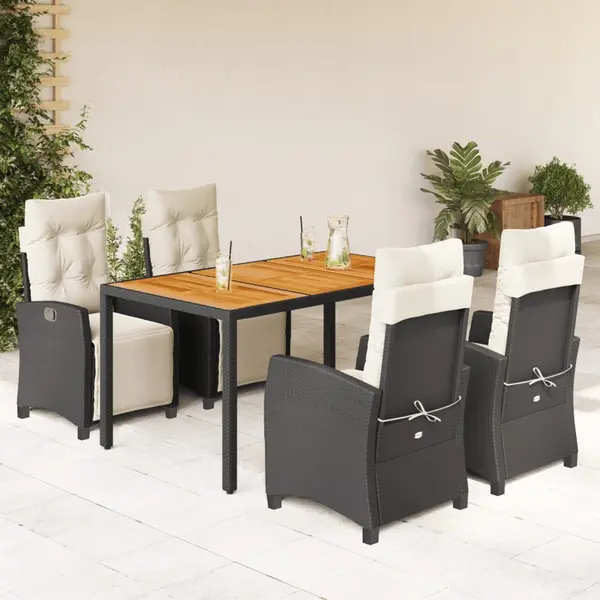 Gossi set mobilier de gradina cu perne, 5 piese, negru, poliratan