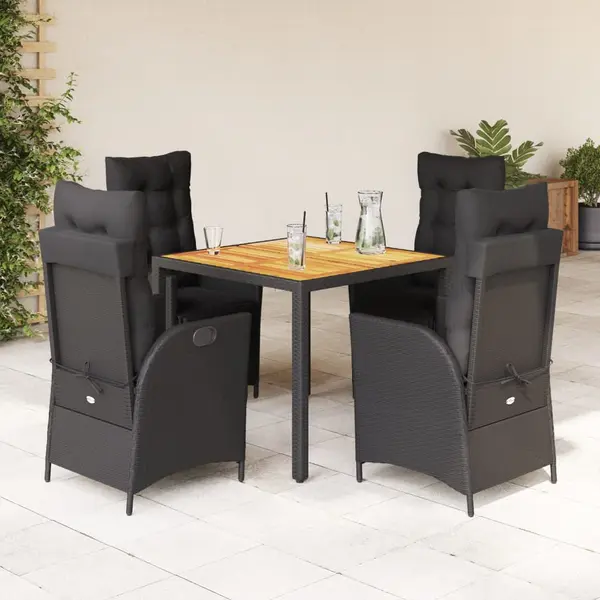 Gossi set mobilier de gradina cu perne, 5 piese, negru, poliratan