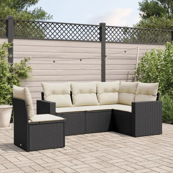 Gossi set mobilier de gradina cu perne, 5 piese, negru, poliratan