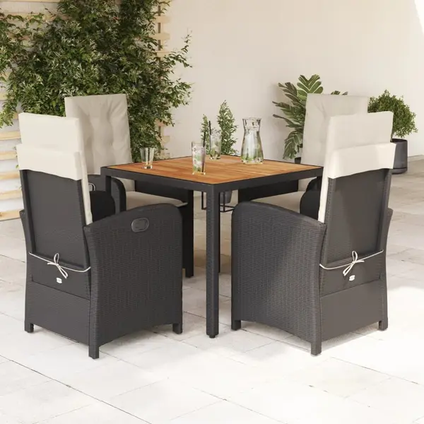 Gossi set mobilier de gradina cu perne, 5 piese, negru, poliratan