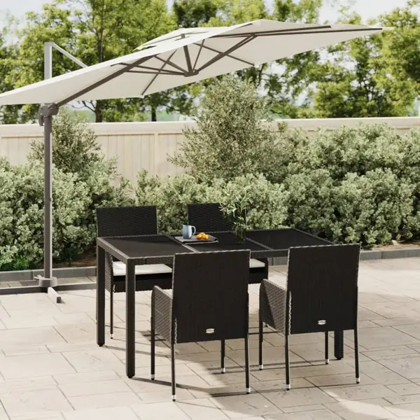 Gossi set mobilier de gradina cu perne, 5 piese, negru, poliratan