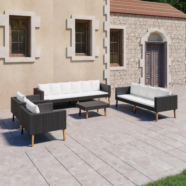 Gossi set mobilier de gradina cu perne, 5 piese, negru, poliratan
