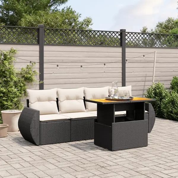 Gossi set mobilier de gradina cu perne, 5 piese, negru, poliratan