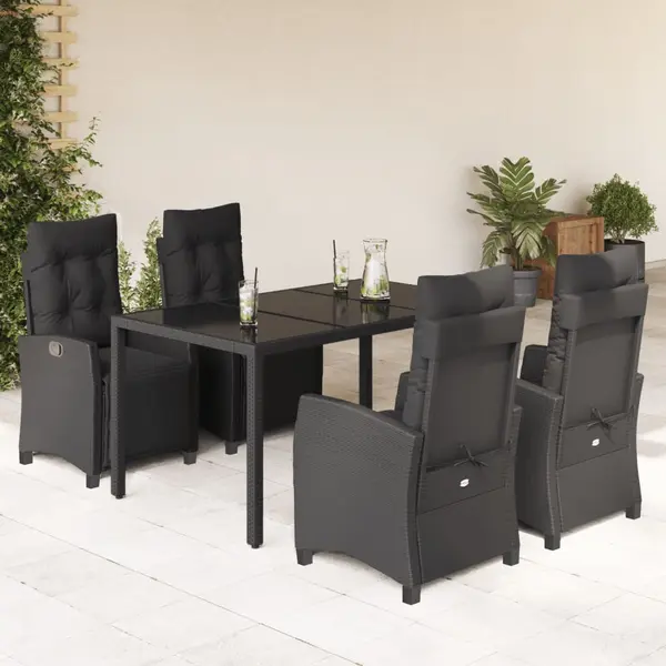 Gossi set mobilier de gradina cu perne, 5 piese, negru, poliratan