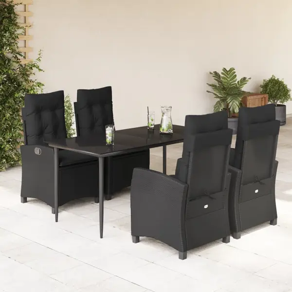 Gossi set mobilier de gradina cu perne, 5 piese, negru, poliratan