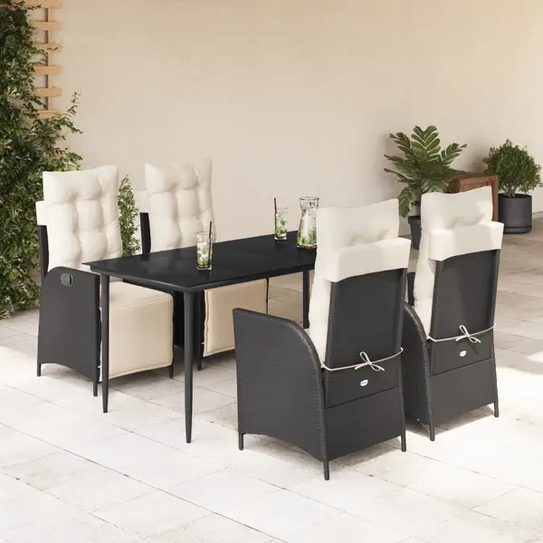 Gossi set mobilier de gradina cu perne, 5 piese, negru, poliratan