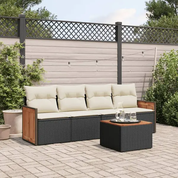 Gossi set mobilier de gradina cu perne, 5 piese, negru, poliratan