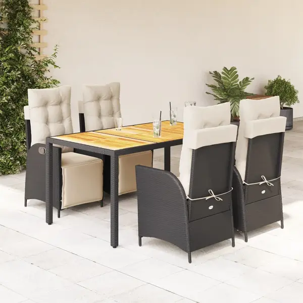 Gossi set mobilier de gradina cu perne, 5 piese, negru, poliratan