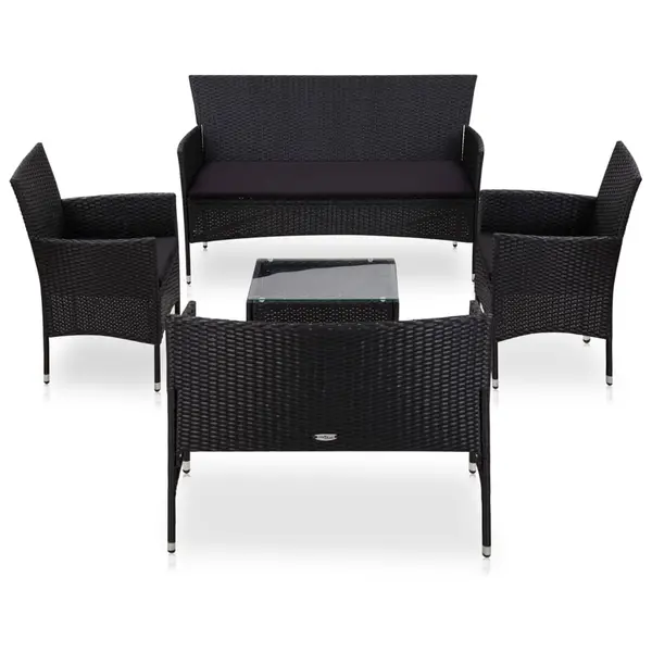 Gossi set mobilier de gradina cu perne, 5 piese, negru, poliratan