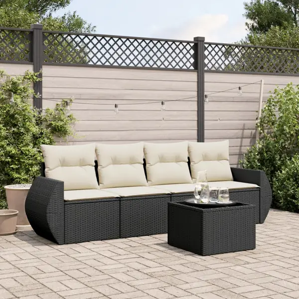 Gossi set mobilier de gradina cu perne, 5 piese, negru, poliratan