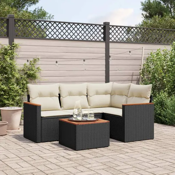 Gossi set mobilier de gradina cu perne, 5 piese, negru, poliratan