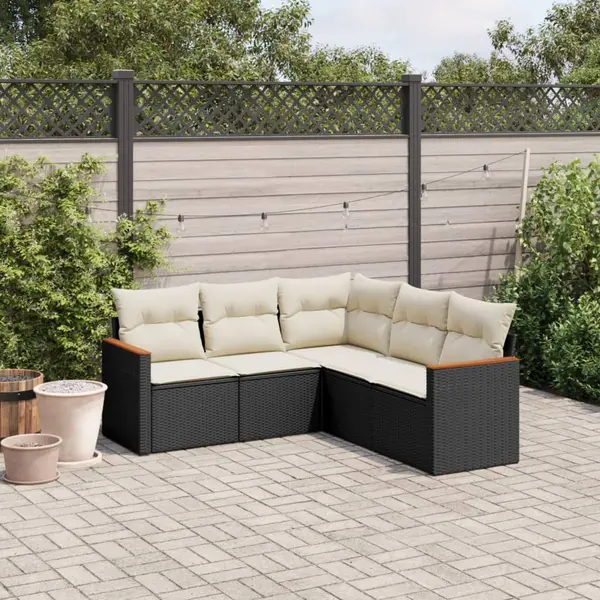 Gossi set mobilier de gradina cu perne, 5 piese, negru, poliratan