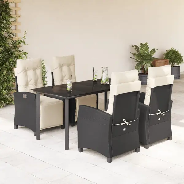 Gossi set mobilier de gradina cu perne, 5 piese, negru, poliratan