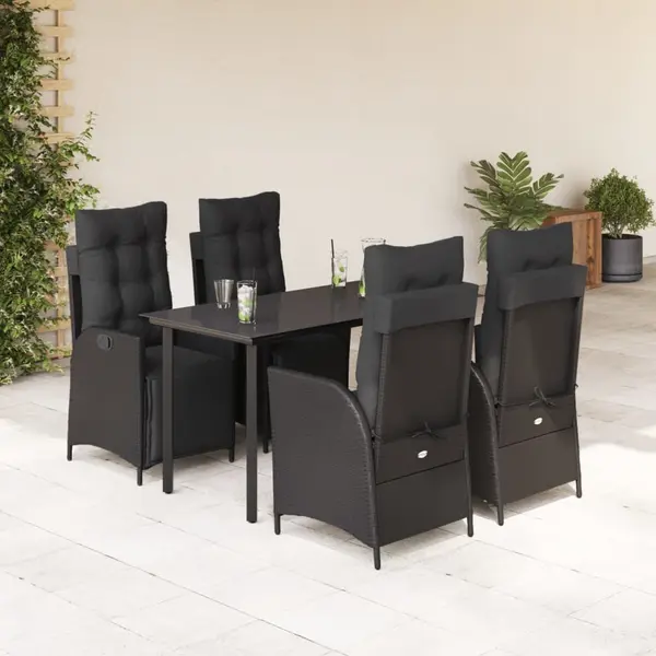 Gossi set mobilier de gradina cu perne, 5 piese, negru, poliratan